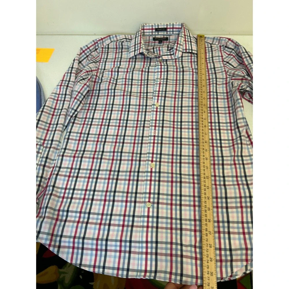 Banana‎ Republic Mens Grant Fit Non-Iron Plaid Button Down Shirt Multi Color L